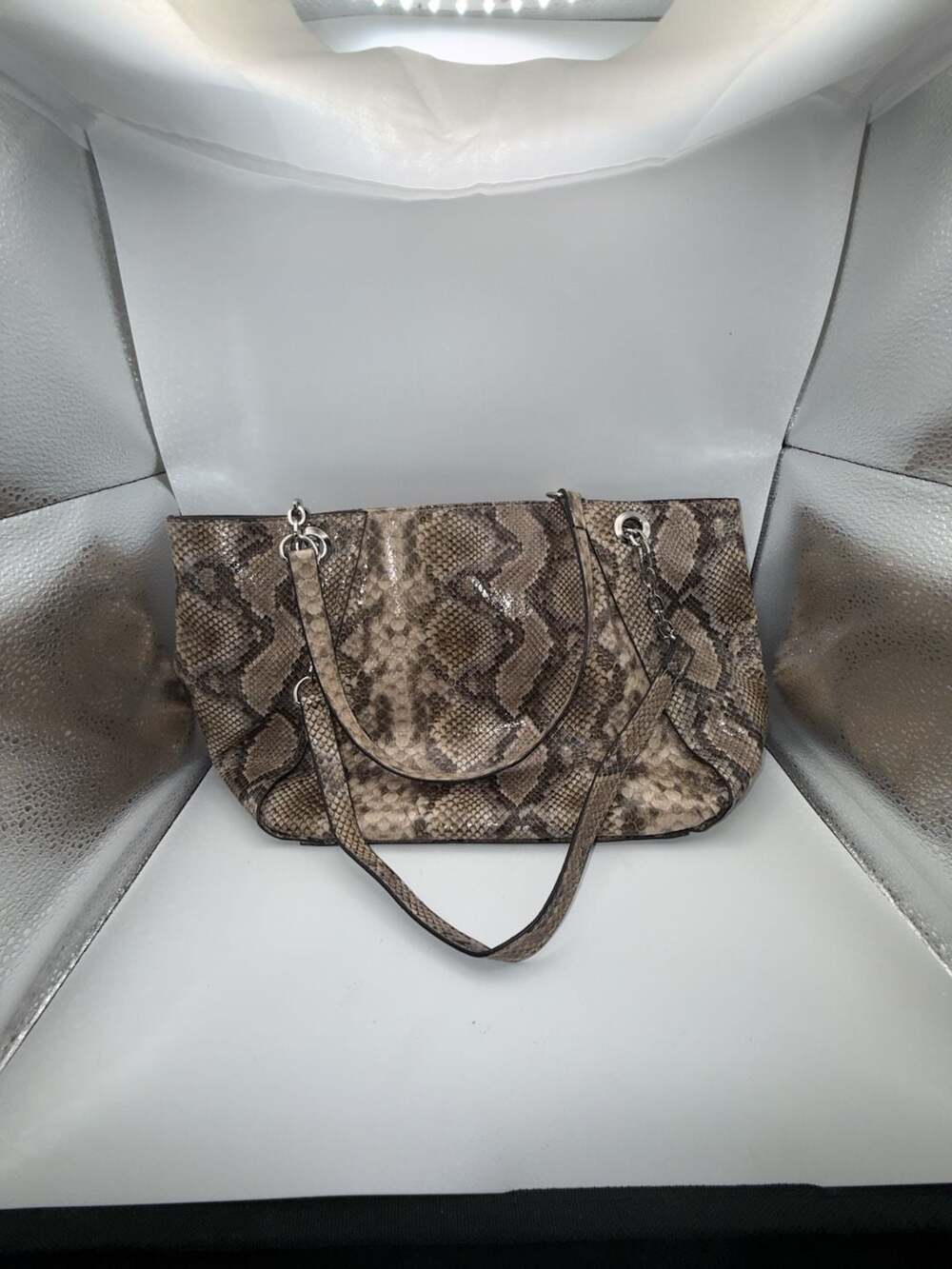 Mondani Snake Embossed Faux Leather Shoulder Tote Bag